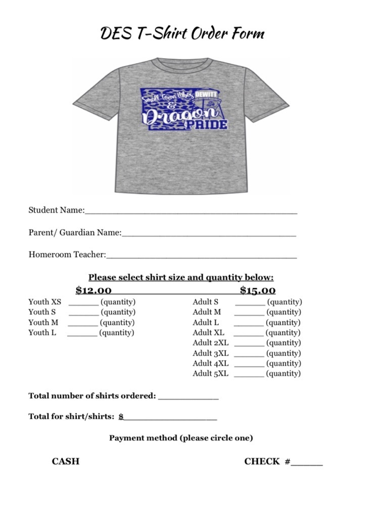 shirt order form